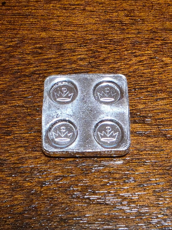 1/8 Troy Oz .999 Fine Silver LEGO by Monarch  - Image 2