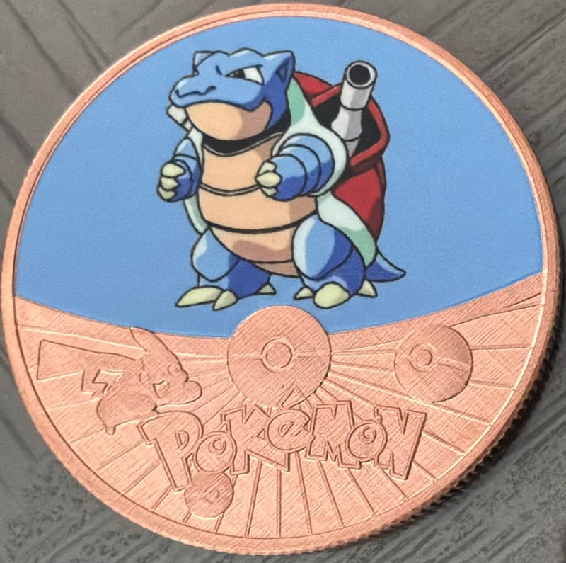 1 Oz Copper Blastoise Poké Ball Pokémon Round - Image 1