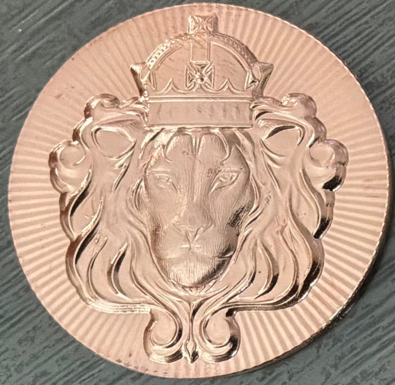 Scottsdale Mint Lion Stacker 1 oz Copper Round - Image 1