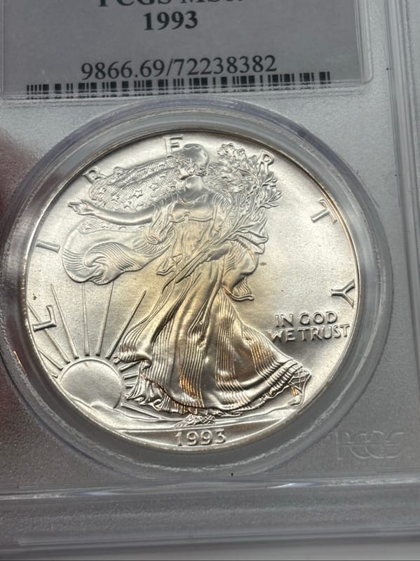 1993 American Silver Eagle PCGS MS69 - Image 2