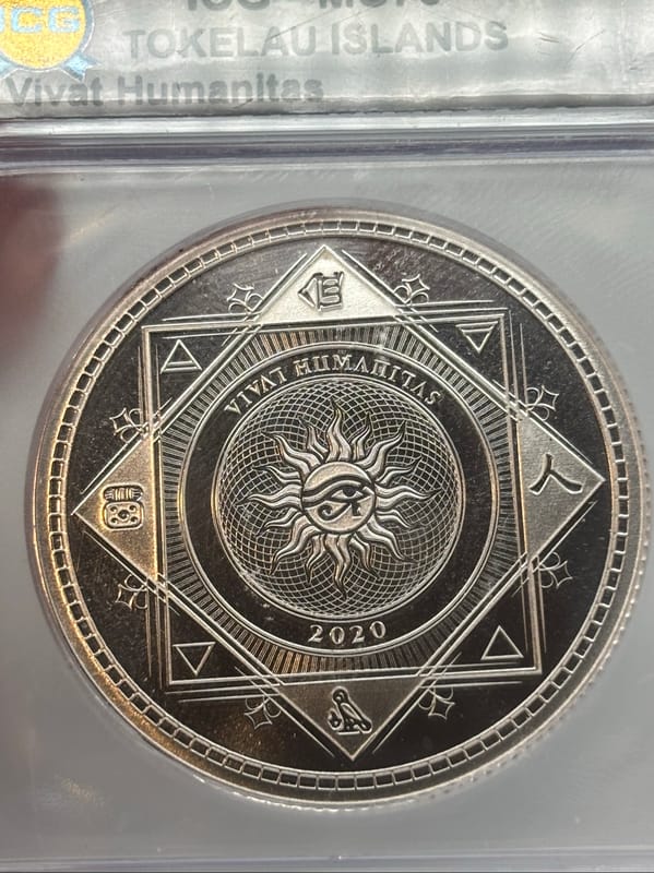 2020 Tokelau Is. 1oz .999 Ag Vivat Humanitas MS70 - Image 2