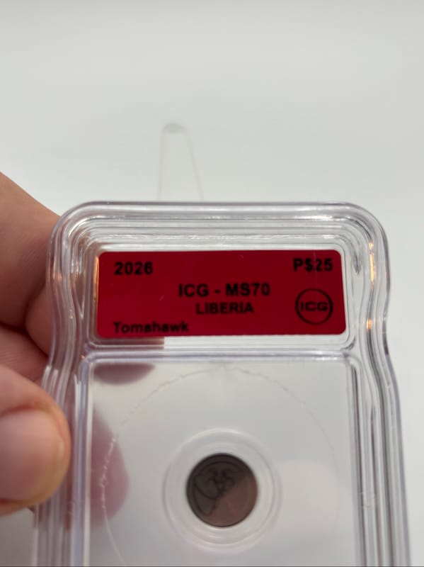 2026 Liberia 1/500oz .999 Platinum Viking Axe ICG - Image 3