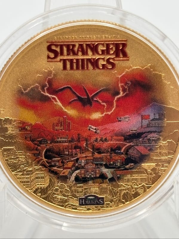 Gold PLATED $1 Tuvalu Stranger Things Coin W/Box - Image 1