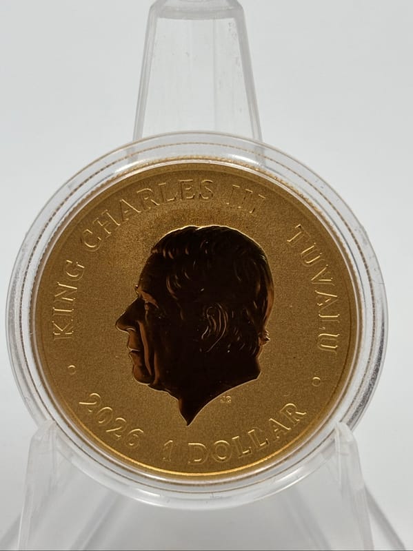 Gold PLATED $1 Tuvalu Stranger Things Coin W/Box - Image 3