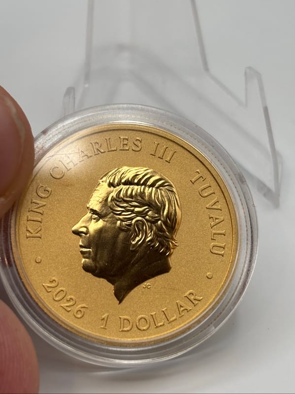 Gold PLATED $1 Tuvalu Stranger Things Coin W/Box - Image 4