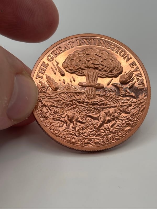 1oz AVDP Copper Round The Great Extinction Scene - Image 1