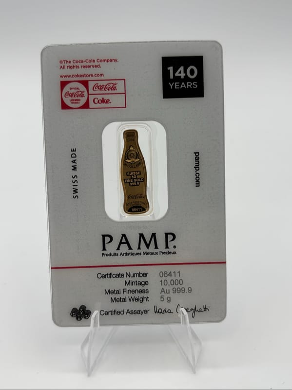 5g 999.9 Gold PAMP Coca-Cola 140 year Commemorativ - Image 3
