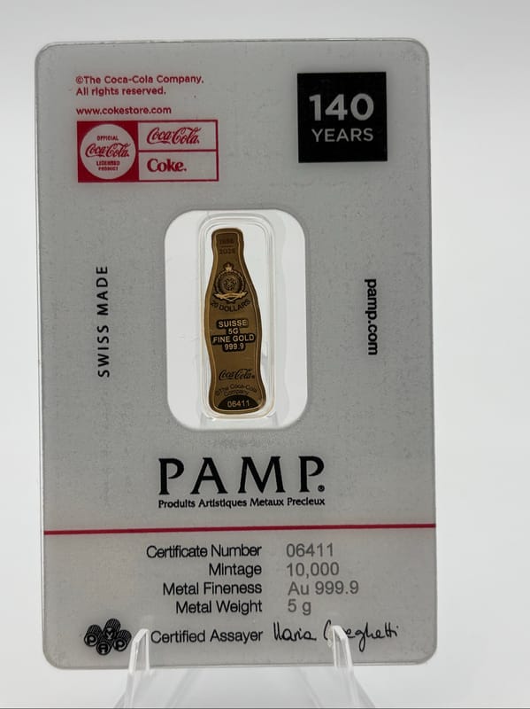 5g 999.9 Gold PAMP Coca-Cola 140 year Commemorativ - Image 6