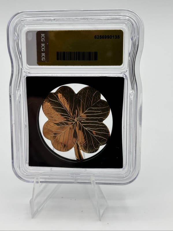 Gold PLATED 2026 Cameroon 500Fr Clover ICG MS70 - Image 3