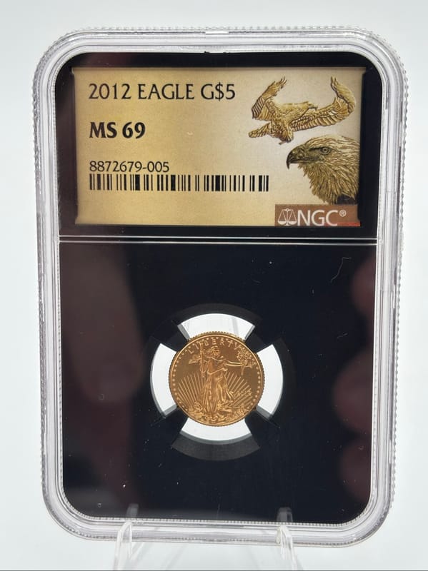 2012 G$5 American Gold Eagle 1/10 oz Gold NGC MS69 - Image 3