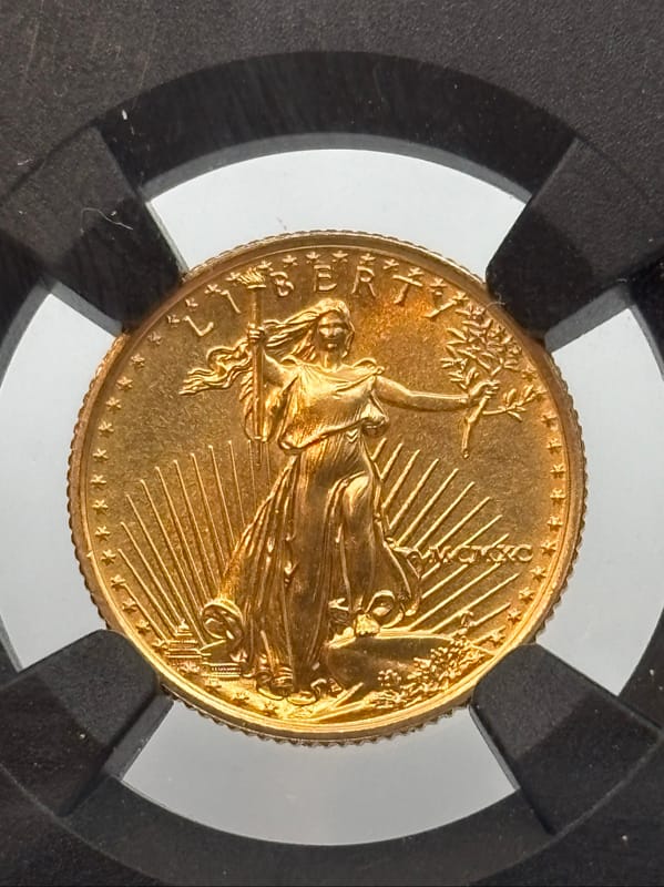 1990 G$5 American Gold Eagle 1/10 oz Gold NGC MS69 - Image 1
