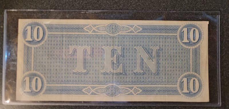 1864 $10 Confederate Note - Very Nice Condition - Image 2