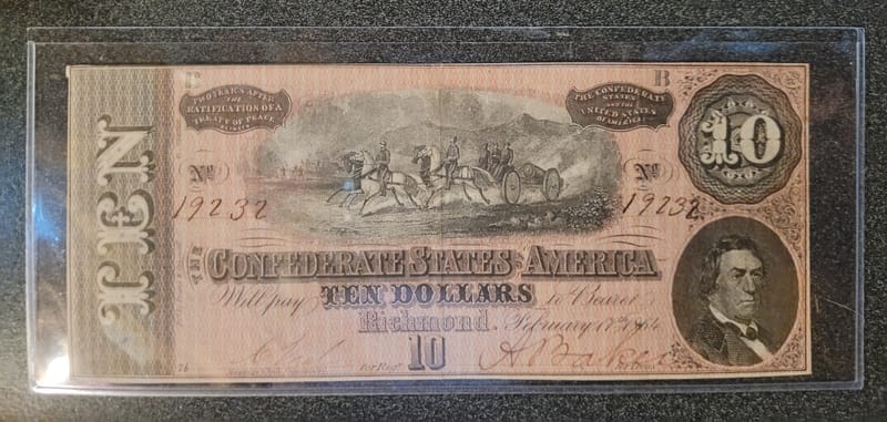 1864 $10 Confederate Note - Very Nice Condition - Image 1
