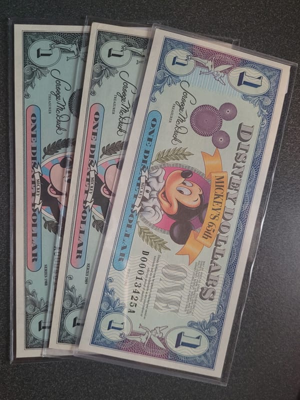 Disney Dollars 1988年シリーズ 3枚セット DISNEY DOLLAR SET - 1988/89/93 | PeerMetals