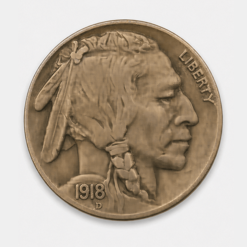 1918-D 8 Over 7 Buffalo Nickel obverse