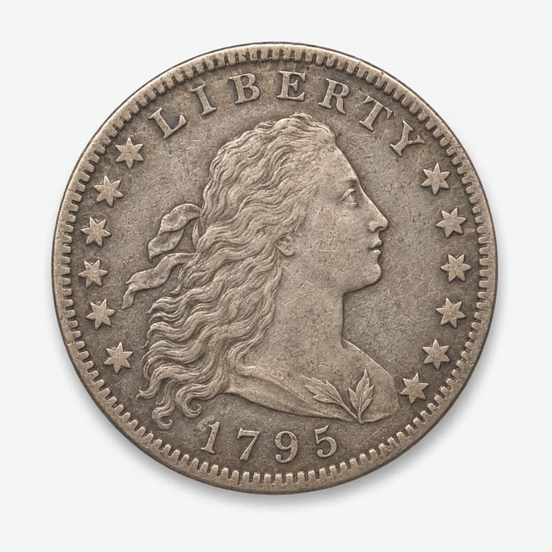 1795 2 Leaves Flowing Hair / Draped Bust Dollar obverse