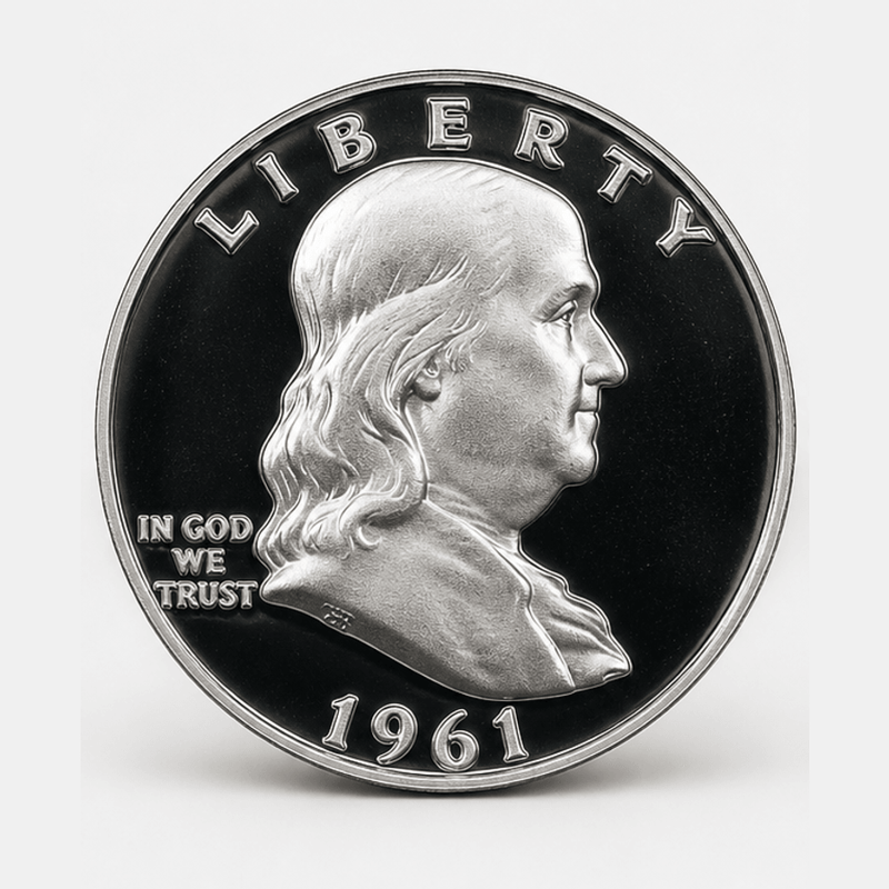 1961 Doubled Die Reverse Franklin Half Dollar obverse