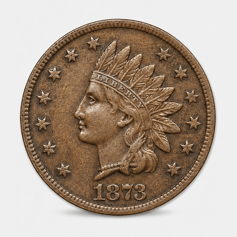 1873 Closed 3 Indian Head Penny obverse