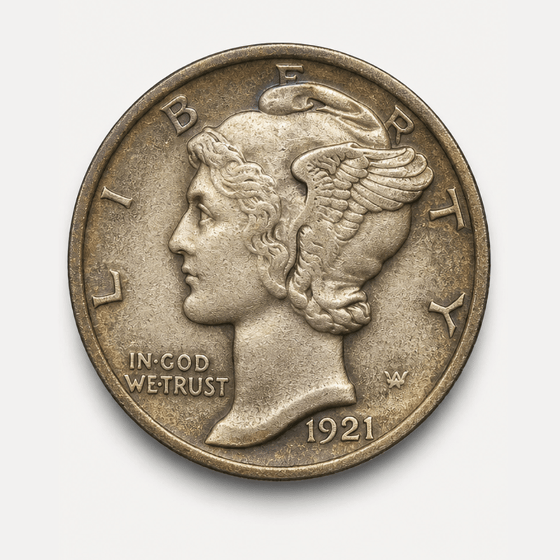 1921-D Mercury Dime obverse
