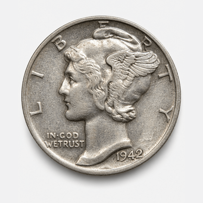1942 42 Over 41 Overdate Mercury Dime obverse