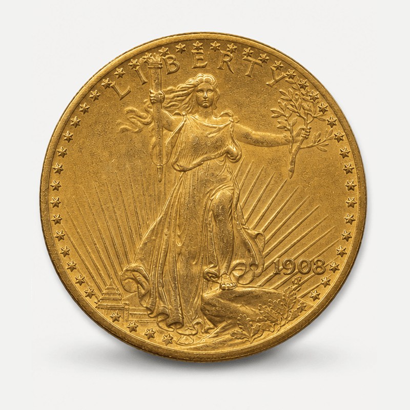 1908 No Motto Saint-Gaudens Double Eagle obverse