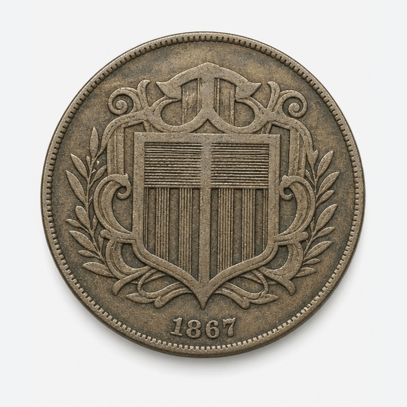 1867 With Rays Shield Nickel obverse