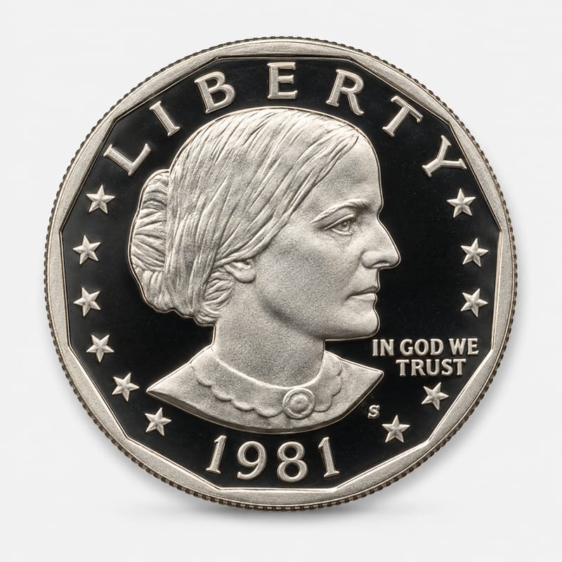 1981-S Type 2 - Clear S - Proof Susan B. Anthony Dollar obverse