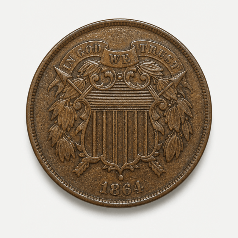1864 Large Motto Two-Cent Piece obverse