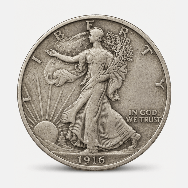 1916 Walking Liberty Half Dollar obverse