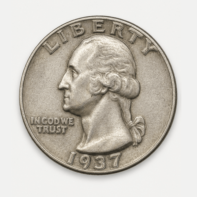 1937 Doubled Die Obverse Washington Quarter obverse