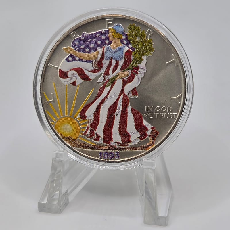 1993 ASE Colorized 1oz .999 Silver