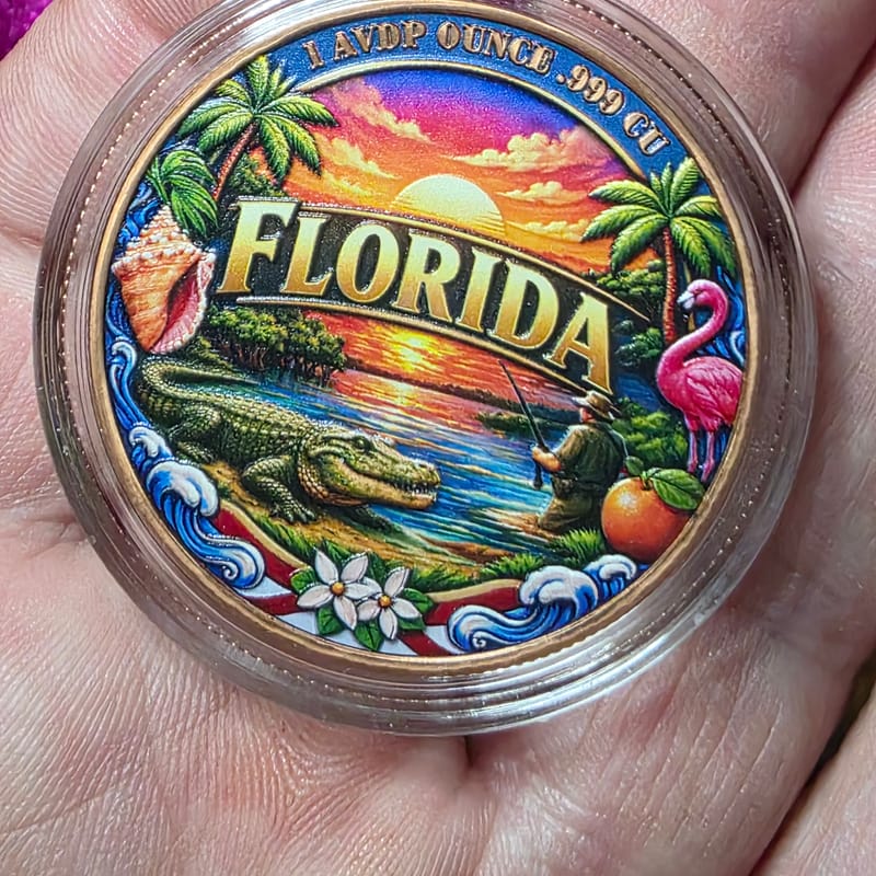 LOT: 4.5OZ. .999 Copper.  4 x 1oz FLORIDA + more 