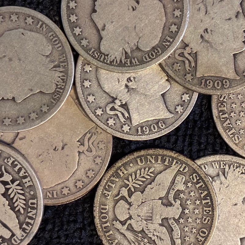 1-RANDOM DATE BARBER HALF DOLLAR-90% SILVER