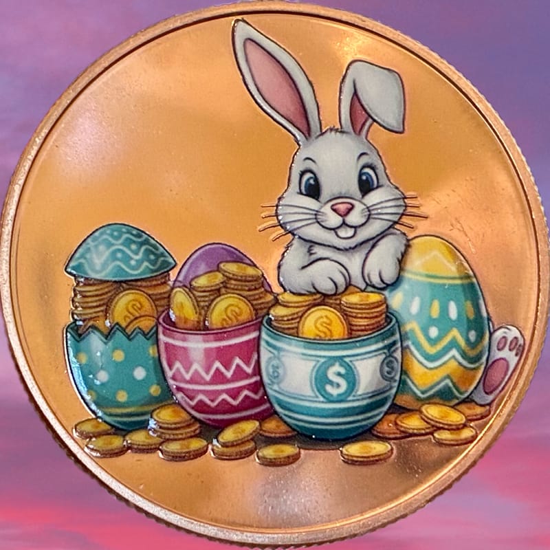 Lot of 20 Colorized Copper  Easter Bunny Round