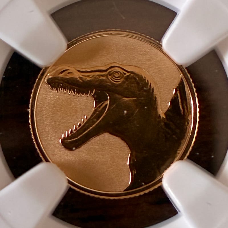 REVERSE PF70  SPINOSAURUS 1 gram 22k GOLD