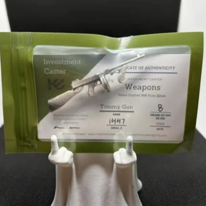 Investment Caster 8g .999 Silver Tommy Gun w/ COA