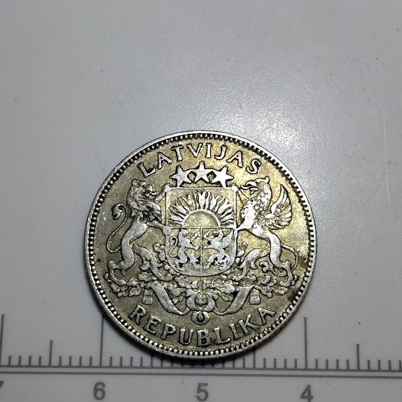 Silver 1924 Latvia 1 Lats (AU) Condition