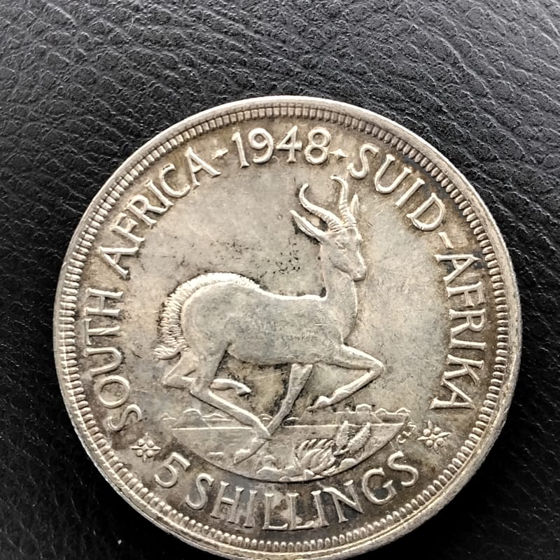 Rare silver 1948 South African 5 Shillings