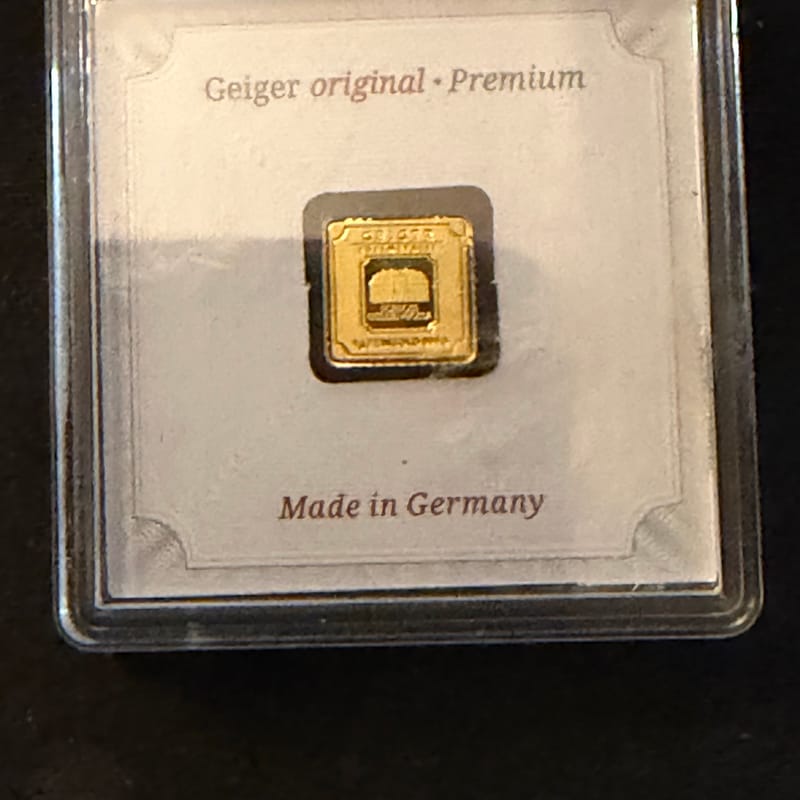 Geiger 1g .9999 Gold Bar in Assay