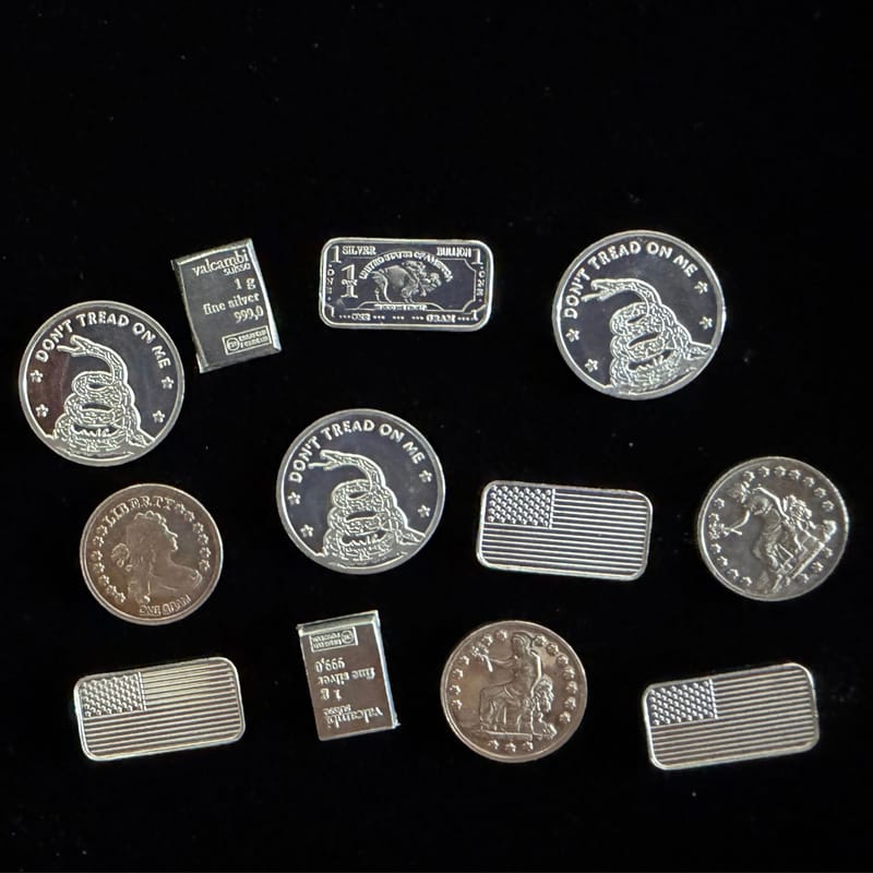 Random 1 Gram Silver Bar or Round – Designs Vary