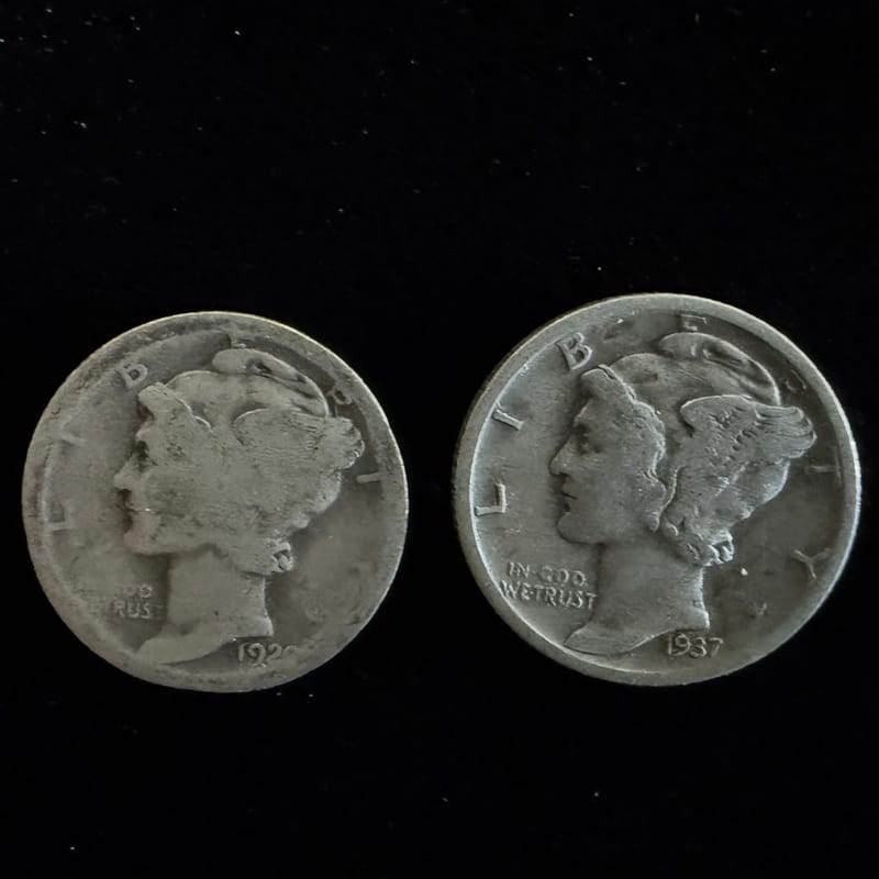 Mercury Dimes 2 Coin Lot 90% Silver
