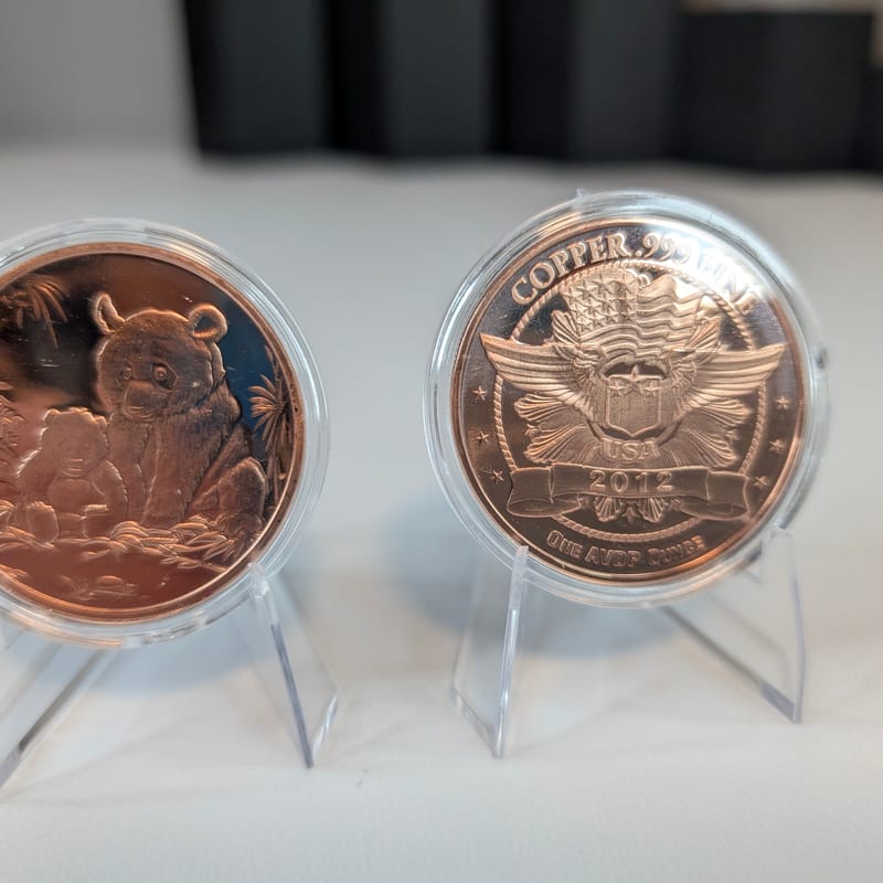 2012 Panda 1 oz .999 Fine Copper Round in Capsule