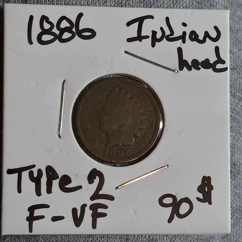 1886 Indian Head Cent TYPE 2 F-VF