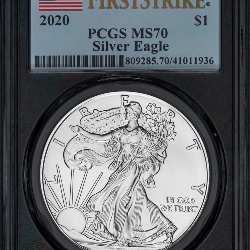 2020 Silver Eagle PCGS MS70 First Strike Label $1 