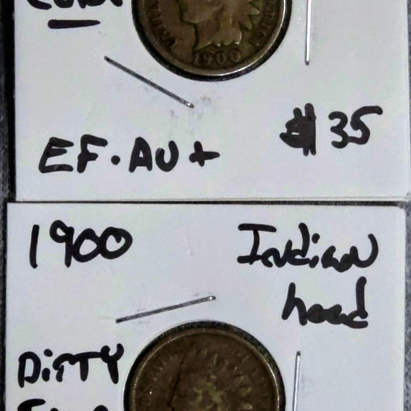 (2) 1900 Indian Head Cent in EF + condition