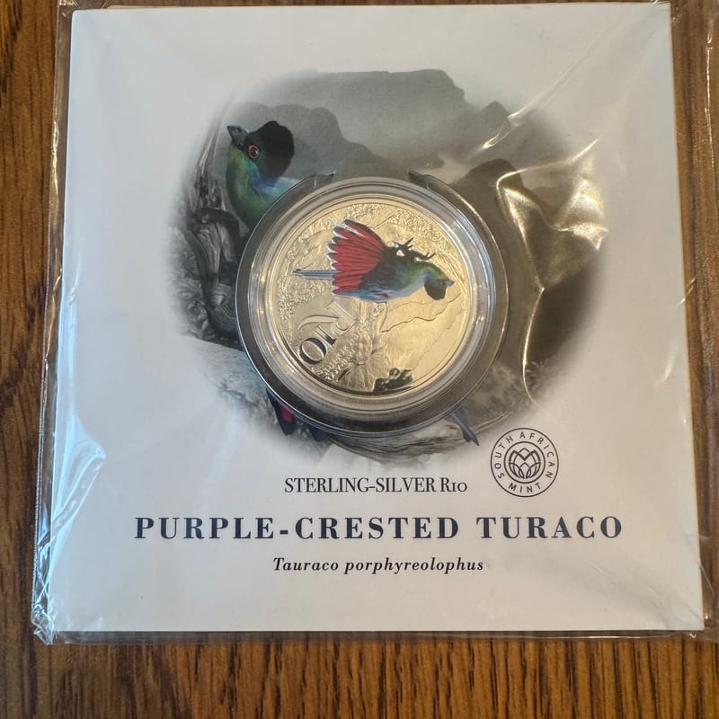 Purple-Crested Turaco 1oz .925 Sterling Silver