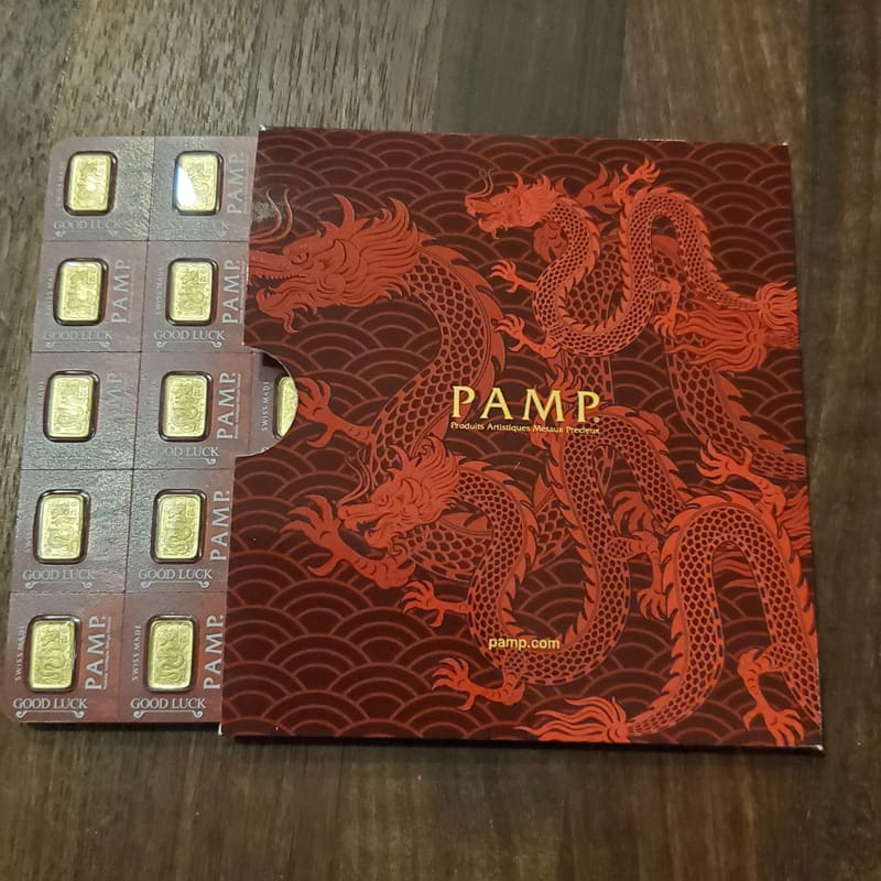 1 gram PAMP gold Dragon bar in assay