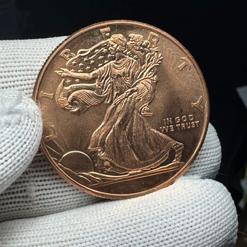 Copper Walking Liberty w/ Eagle Reverse Round BU