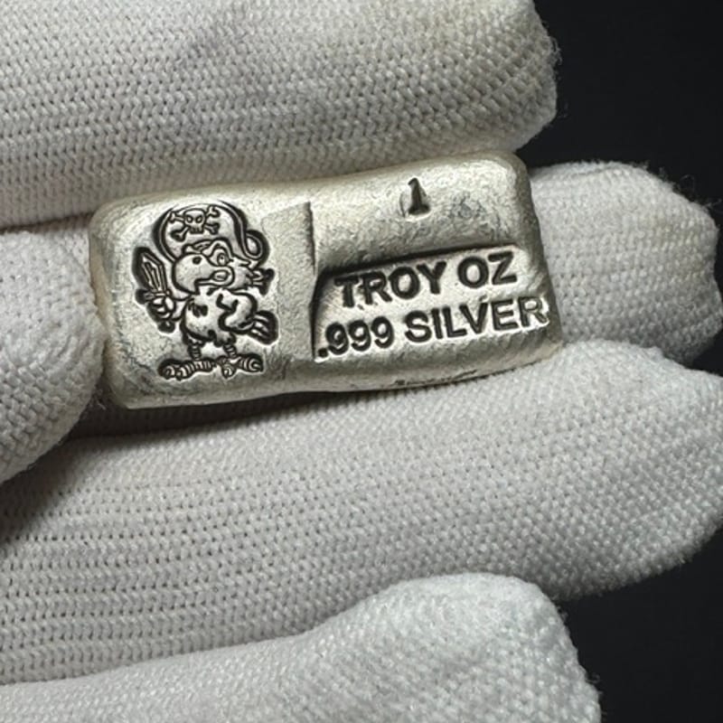 1 oz Hand Poured Pirate Silver Bar - PG&G