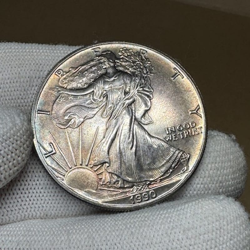 Dark Toned Backdate 1990 American Silver Eagle